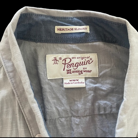 Penguin Men’s Shirt Sleeve Button Up - Picture 2 of 3